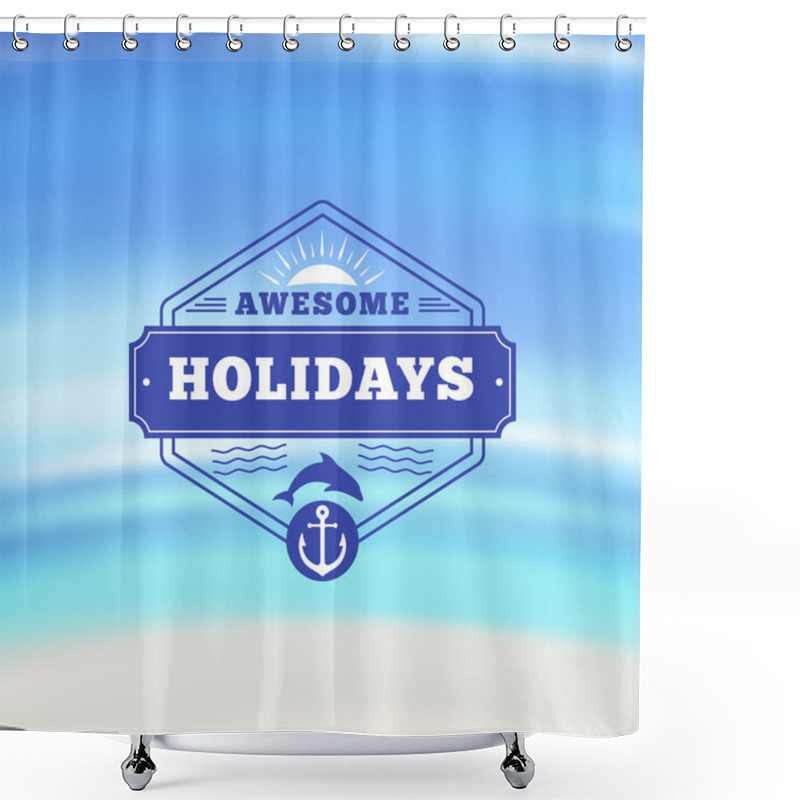 Personality  Retro Summer Holidays Hipster Label. Vector Design Elements On Coloful Summer Background Shower Curtains