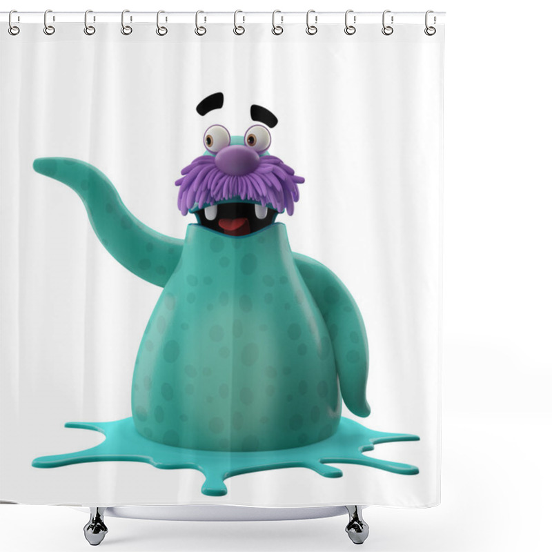 Personality  Cyan Walrus Pointing Sideward Shower Curtains