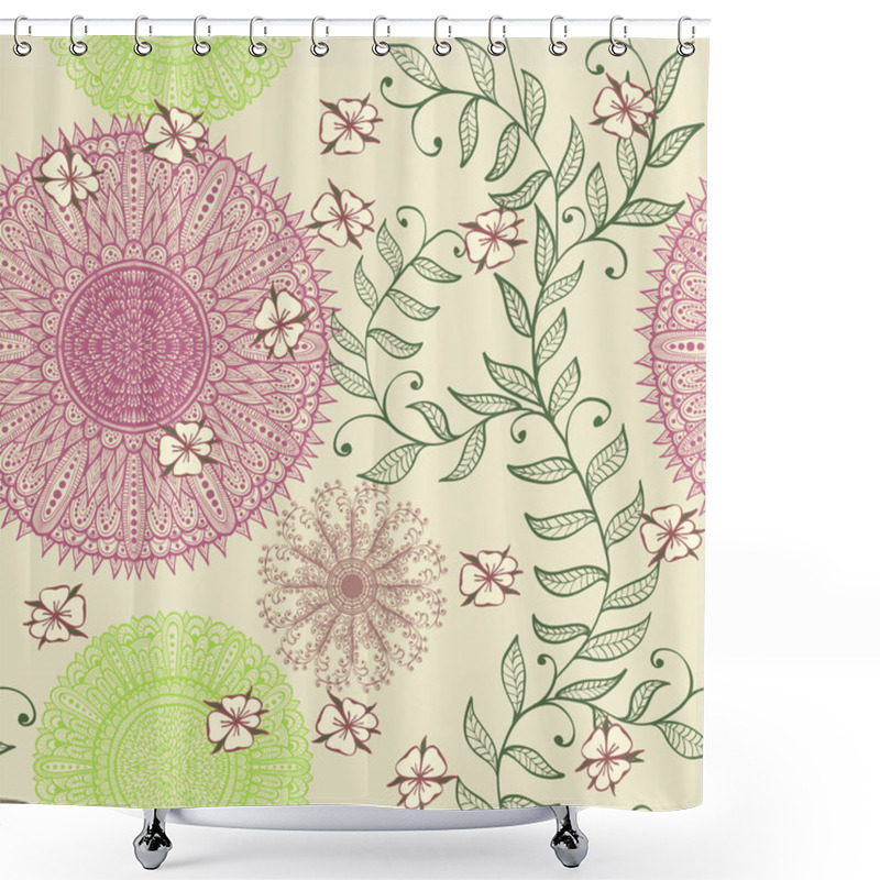 Personality  Seamless Elegant Soft Pastel Pattern With Flowers Shower Curtains