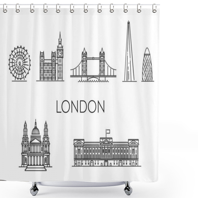 Personality  England, London Skyline With Panorama In White Background Shower Curtains