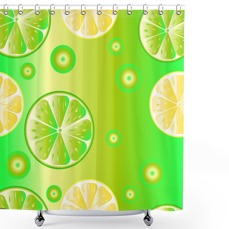 Personality  Seamless Bright Yellow-green Pattern From Lemons And Limes Shower Curtains