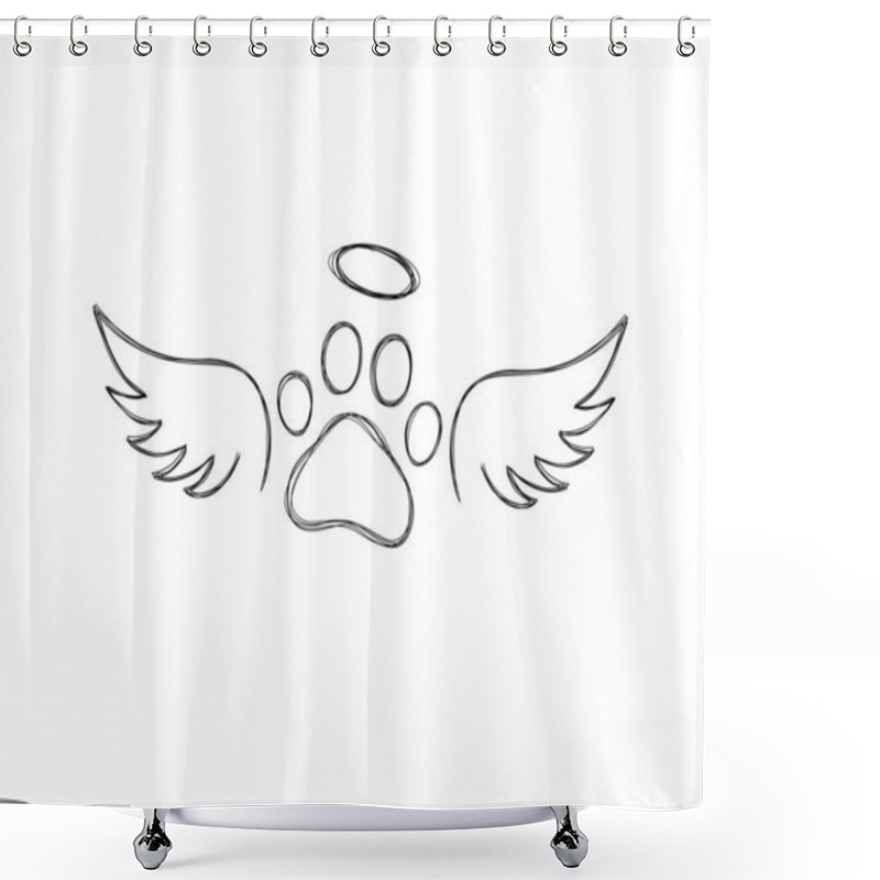 Personality  Dog Paw, Dog Footprint And Angel Wings - Pet Care. Dog Footprint Tattoo Idea Shower Curtains