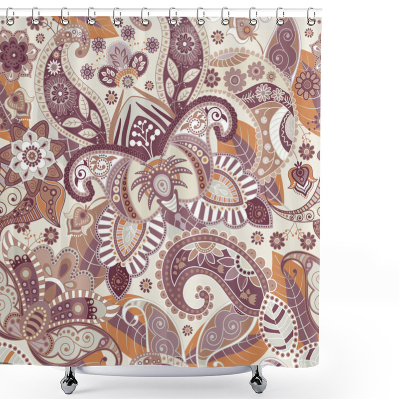 Personality  Vector Seamless Flowers Pattern Shower Curtains