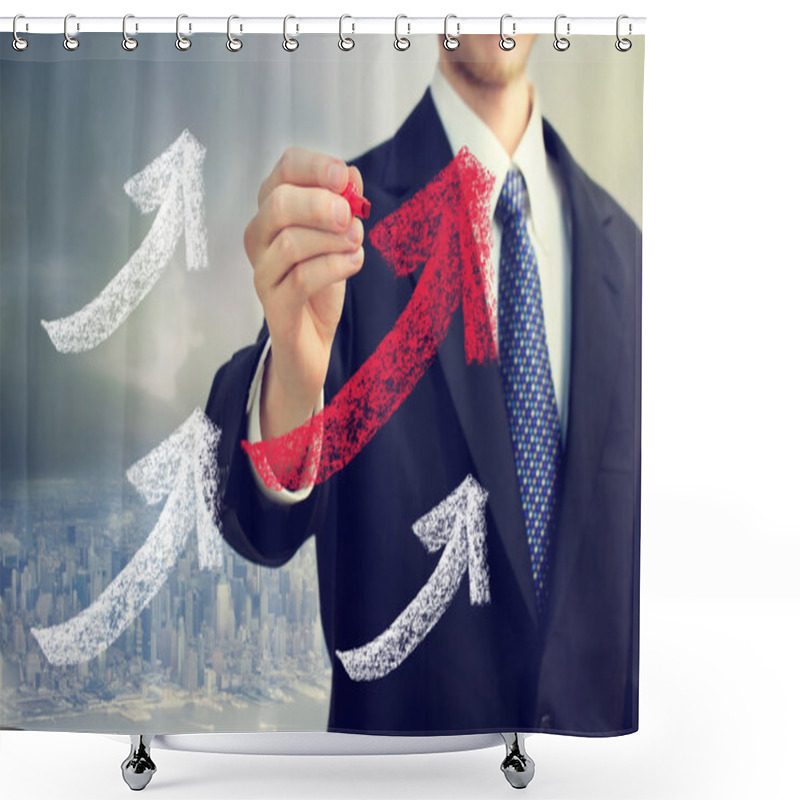 Personality  Businessman Drawing Rising Arrows Shower Curtains