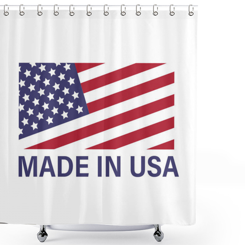 Personality  American Flag And Made In The USA Label, Product Emblem, Logo Design Shower Curtains