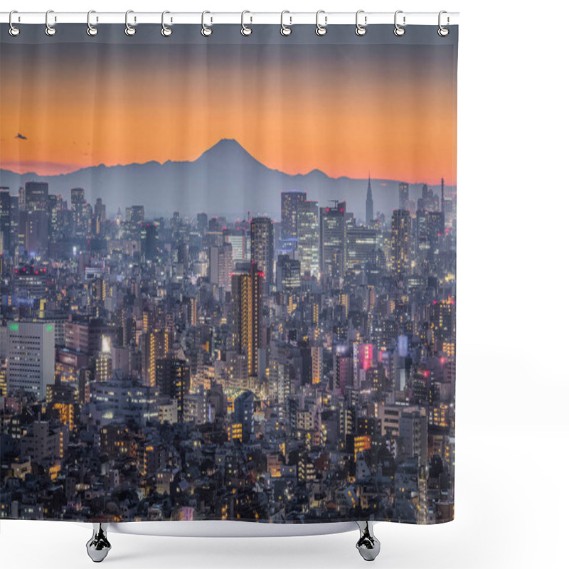 Personality  Tokyo City View With Mountain Fuji Shower Curtains