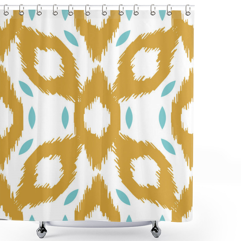 Personality  Ikat Vector Seamless Pattern. Abstract Geometric Dijon Yellow Background For Fabric, Print Or Wrapping Paper.  Shower Curtains