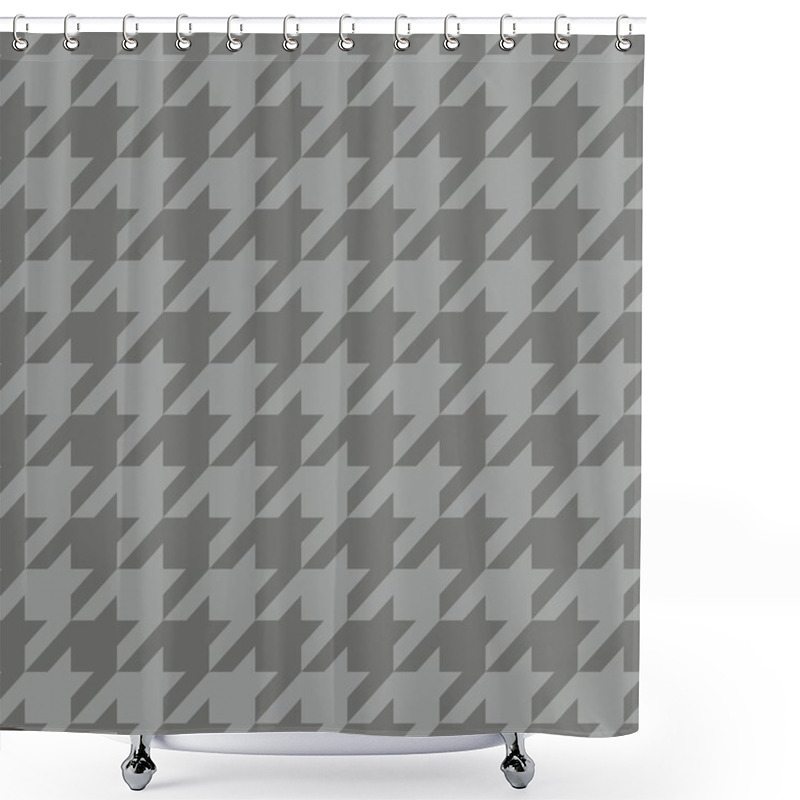 Personality  Houndstooth Seamless Vector Pattern. Traditional Scottish Plaid Fabric Collection For Tile Website Background Or Desktop Wallpaper In Dark Navy Blue And Grey Color. Shower Curtains