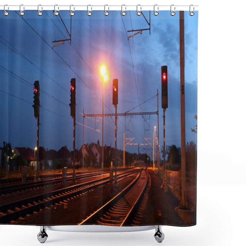 Personality  Traffic Light In Railroad Shower Curtains