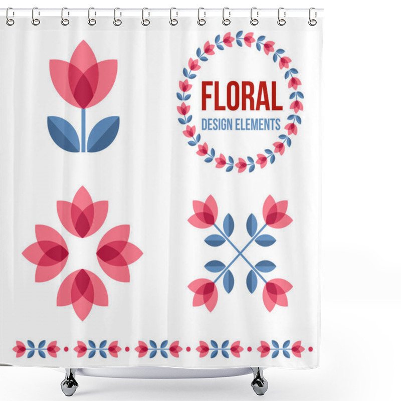 Personality  Set Of Design Elements - Retro Flowers Shower Curtains