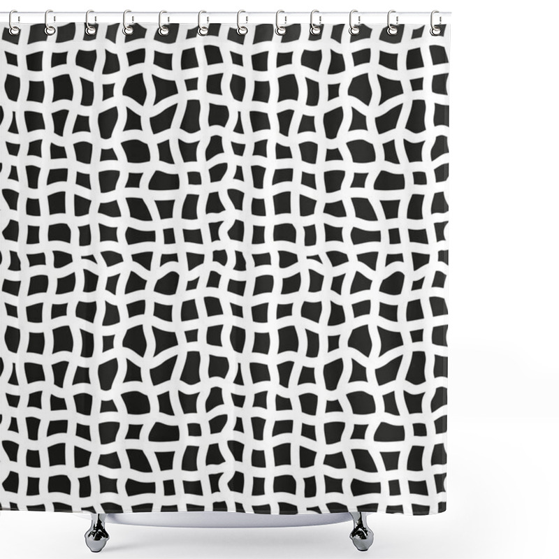 Personality  Abstract Seamless Black And White Pattern Of White Curved Lines On A Black Background. Vector Eps 10. Shower Curtains