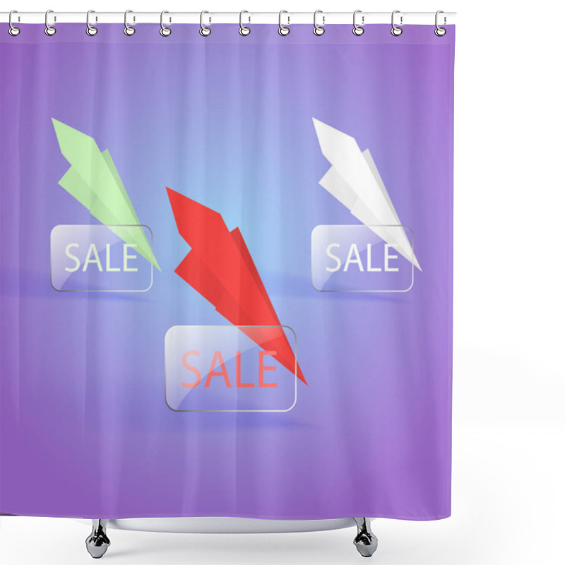 Personality  Sale Banner Designs With Paper Planes. Vector Shower Curtains