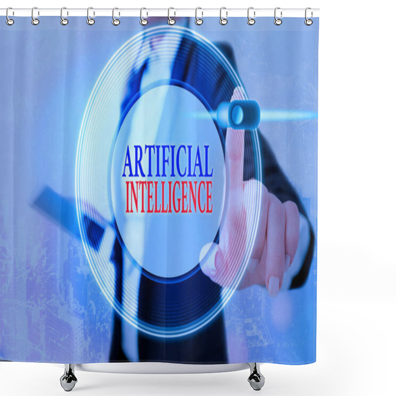 Personality  Conceptual Hand Writing Showing Artificial Intelligence. Business Photo Showcasing Machine Copy Cognitive Function Like Problem Solving. Shower Curtains