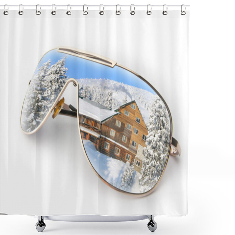 Personality  Winter Landscape In Sunglasses Shower Curtains