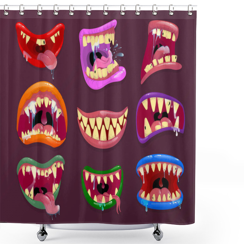 Personality  Scary Mouth With Sharp Teeth And Long Tongue. Shower Curtains