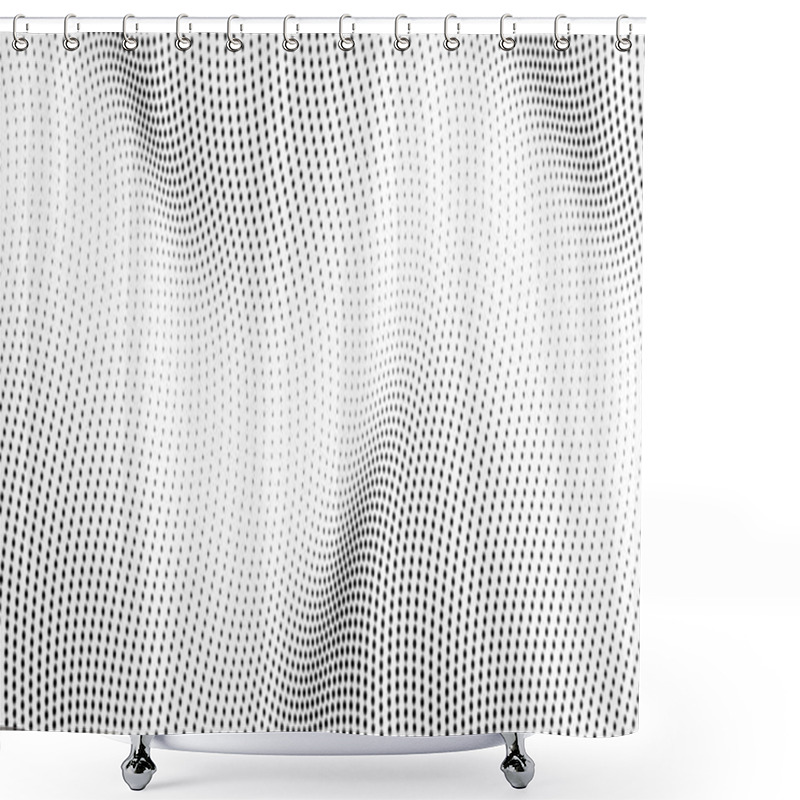 Personality  Halftone Monochrome Background With Flowing Dots. Abstract Wave Black And White Texture. Vector Illustration Shower Curtains