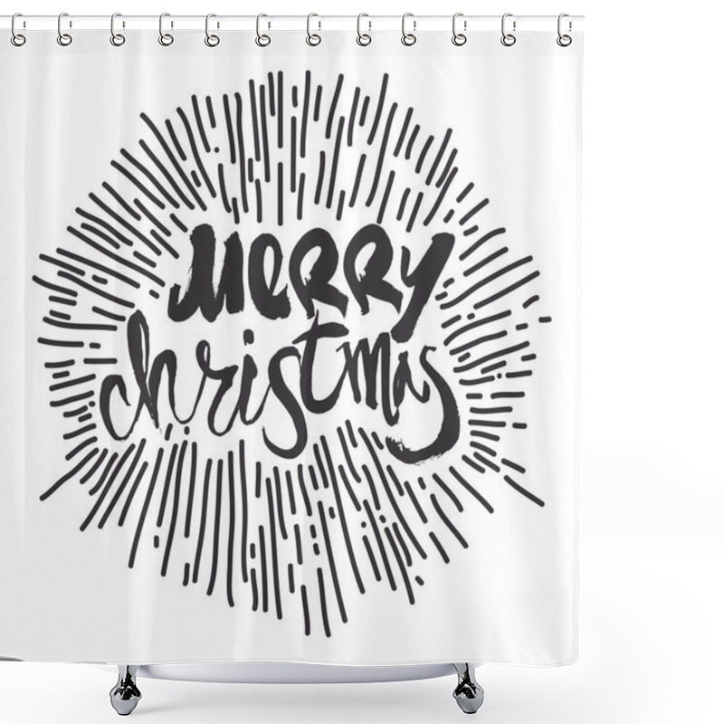 Personality  Merry Christmas Calligraphy. Handwritten Modern Brush Lettering  Shower Curtains