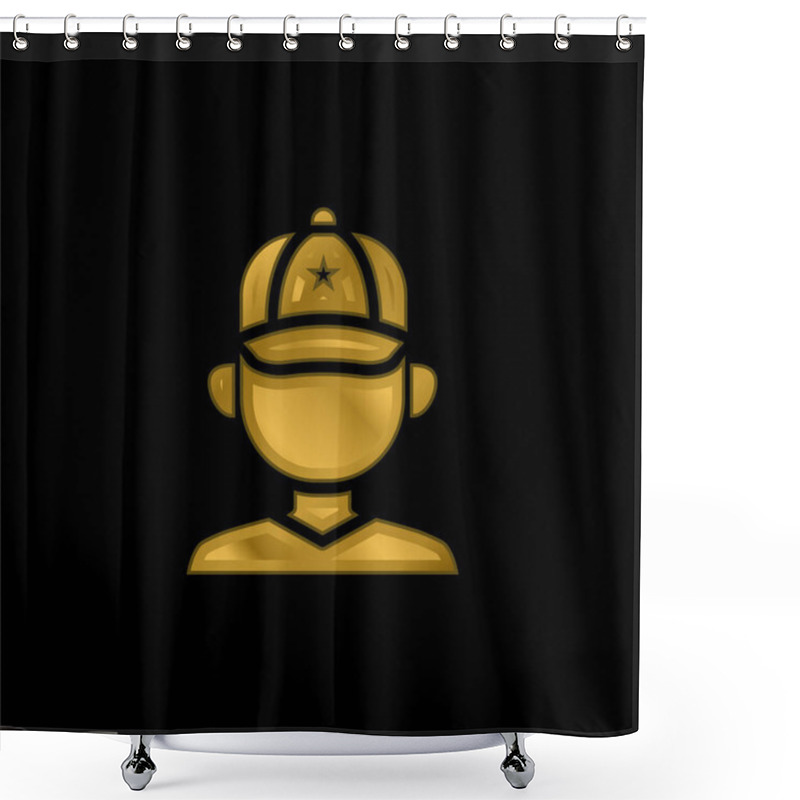 Personality  Baseball Player Gold Plated Metalic Icon Or Logo Vector Shower Curtains