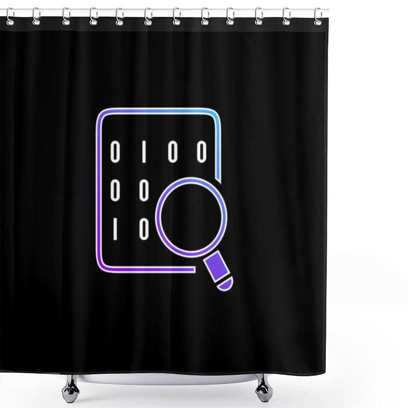 Personality  Binary Codes On Data Sheet With Magnifying Lens Blue Gradient Vector Icon Shower Curtains