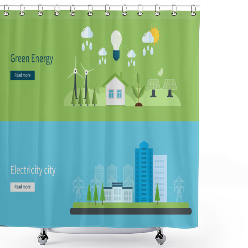 Personality  Eco Friendly And Electricity City Concept Shower Curtains