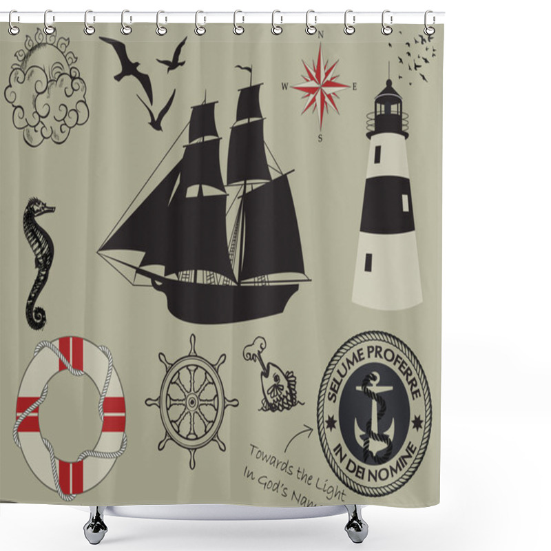 Personality  Nautical Design Elements Shower Curtains