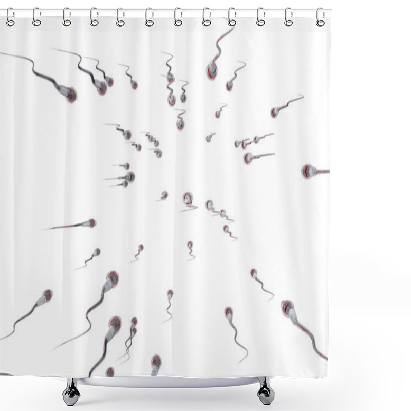 Personality  Spermatozoons, Floating To Ovule - 3d Render Shower Curtains