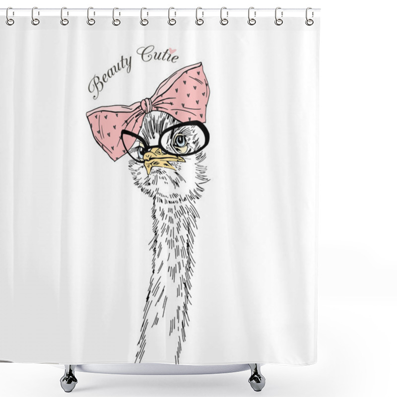 Personality  Cute Ostrich Hipster Shower Curtains