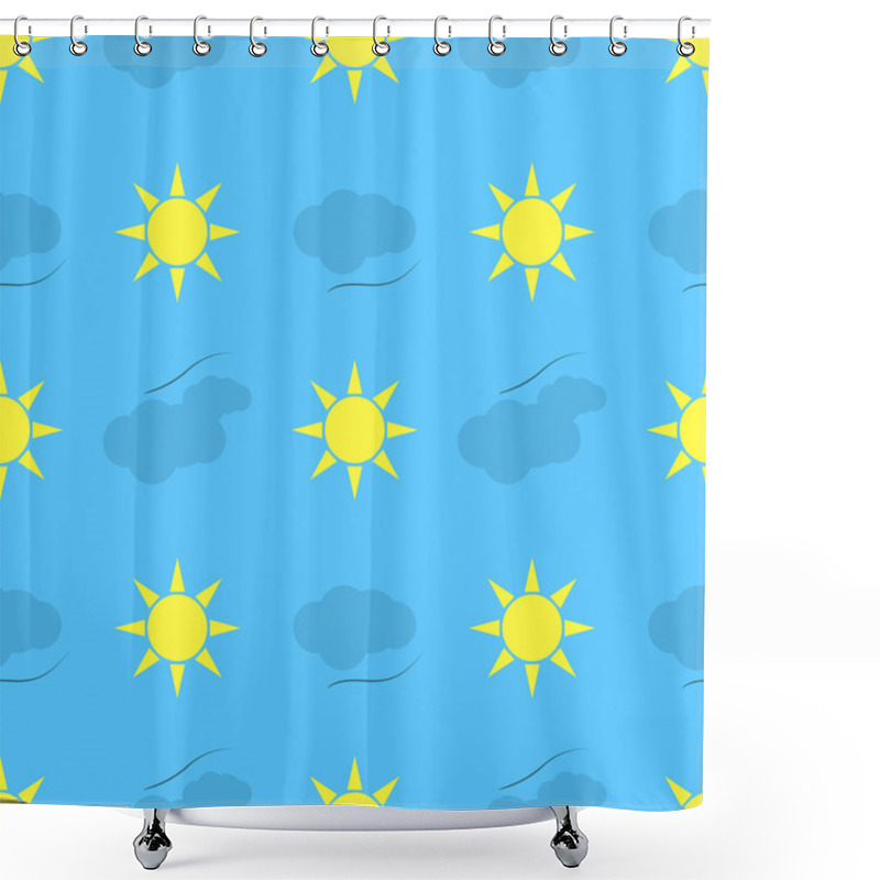 Personality  Sun Cloud Seamless Pattern Children Drawing Shower Curtains