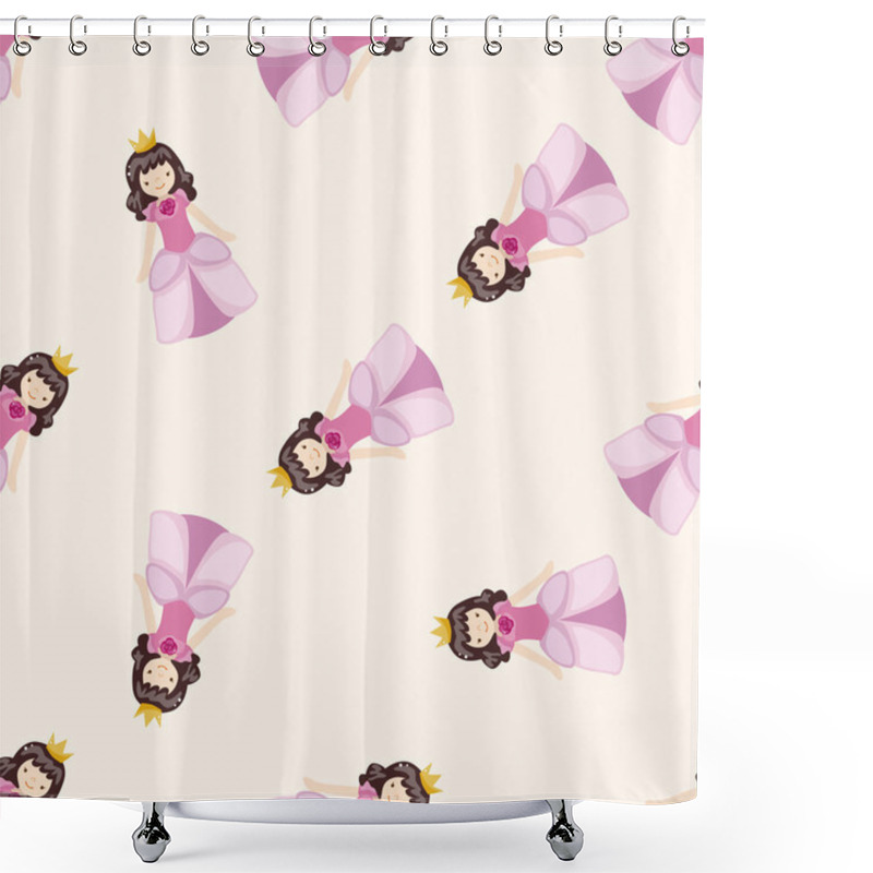 Personality  Royal Theme Princess , Cartoon Seamless Pattern Background Shower Curtains