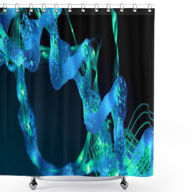 Personality  Chain Of Amino Acid Or Bio Molecules Called Protein - 3d Illustration Shower Curtains