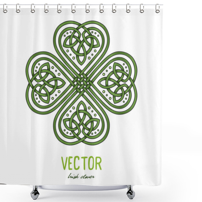 Personality  Lucky Four Leaf Clover In The Celtic Style Shower Curtains