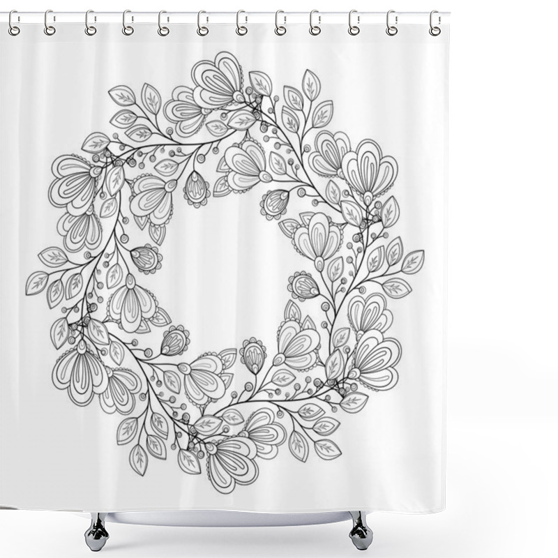 Personality  Monochrome Floral Background Shower Curtains