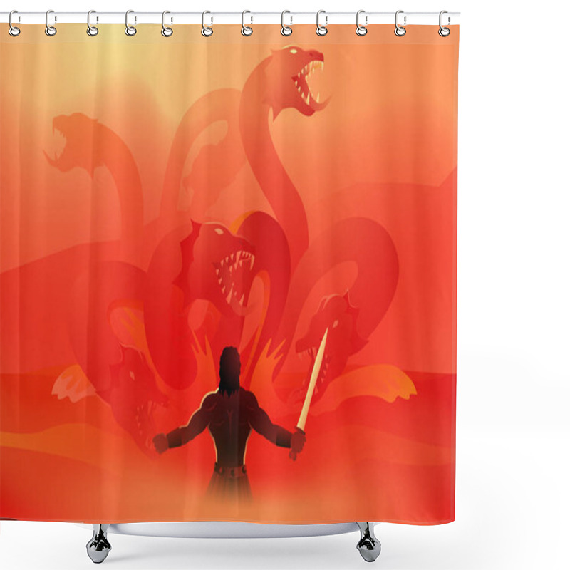 Personality  Heracles Of Hercules Fighting The Lernaean Hydra Shower Curtains