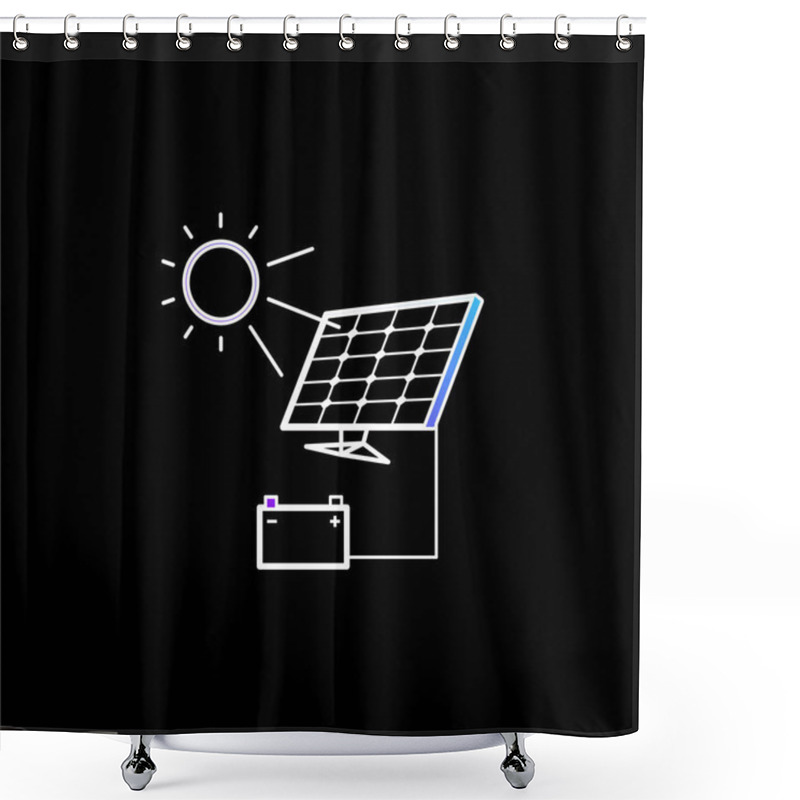 Personality  Battery Charging With Solar Panel Blue Gradient Vector Icon Shower Curtains