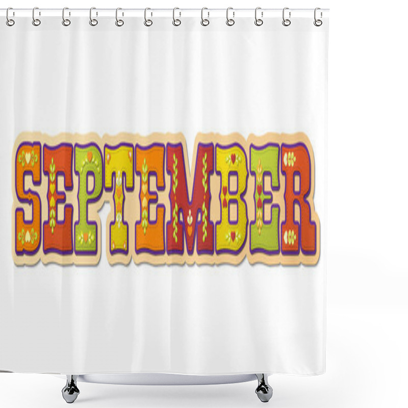 Personality  September, Illustrated Name Of Calendar Month, Illustration Shower Curtains