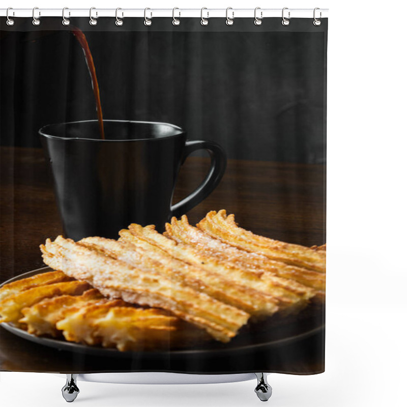 Personality  Crunchy Churros And Freshly Brewed Coffee: A Sweet Morning Delig Shower Curtains