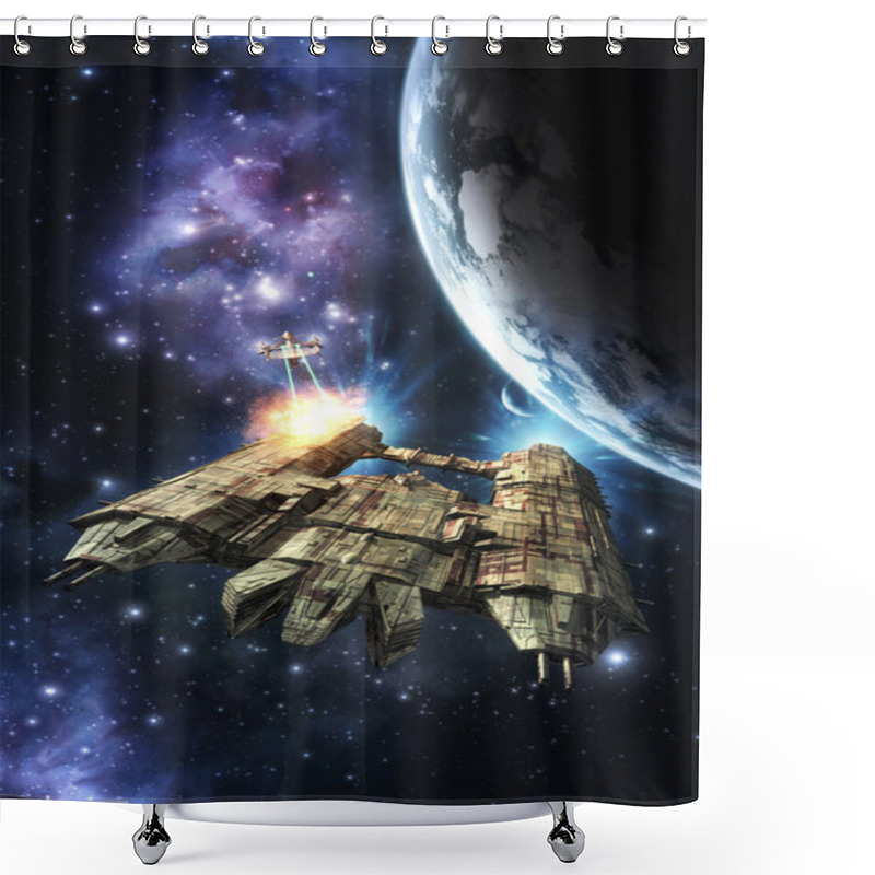 Personality  Space War And Planet Shower Curtains