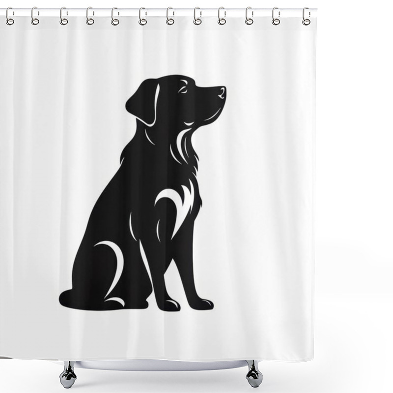 Personality  A Sleek Black Silhouette Of A Dog Sitting Gracefully, Showcasing A Calm Demeanor. Shower Curtains