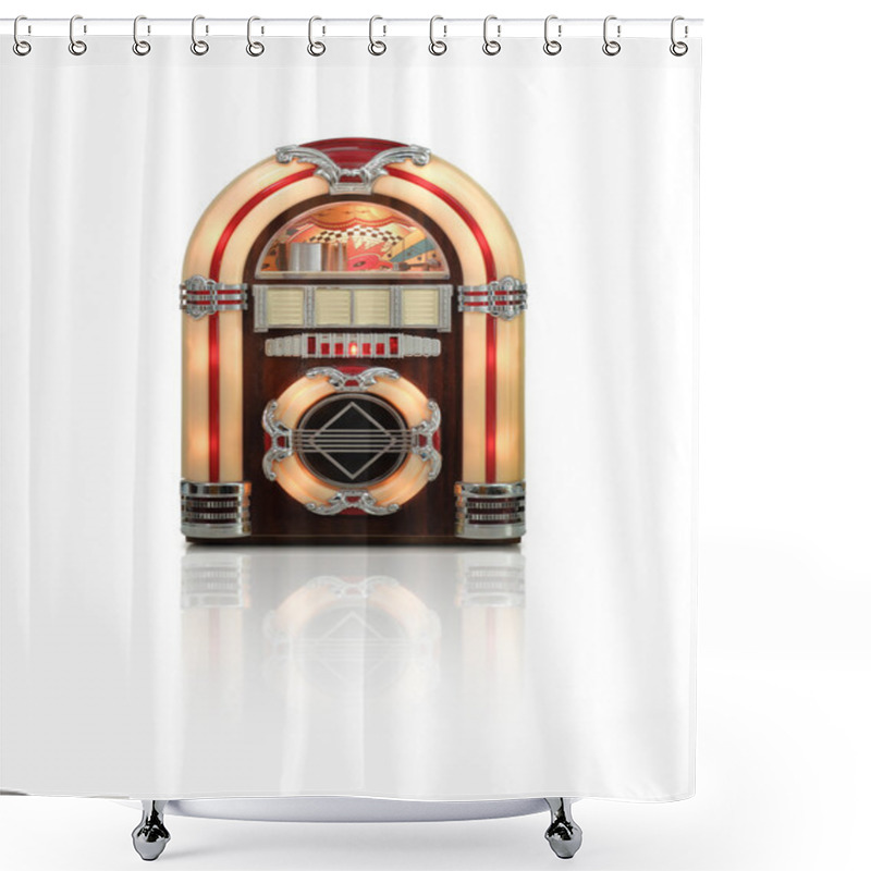 Personality  Old Jukebox Radio Isolated On White Background Shower Curtains