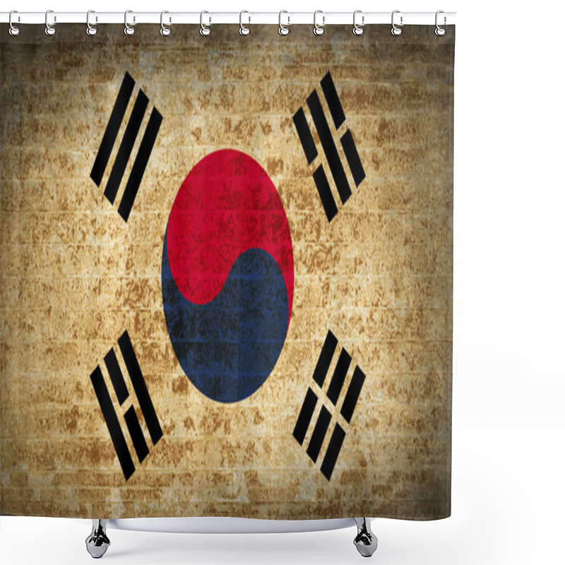 Personality  Flags Korea South With Dirty Paper Texture. Vector Shower Curtains