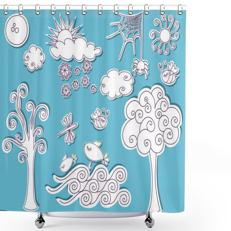 Personality  Doodle Design Elements Shower Curtains