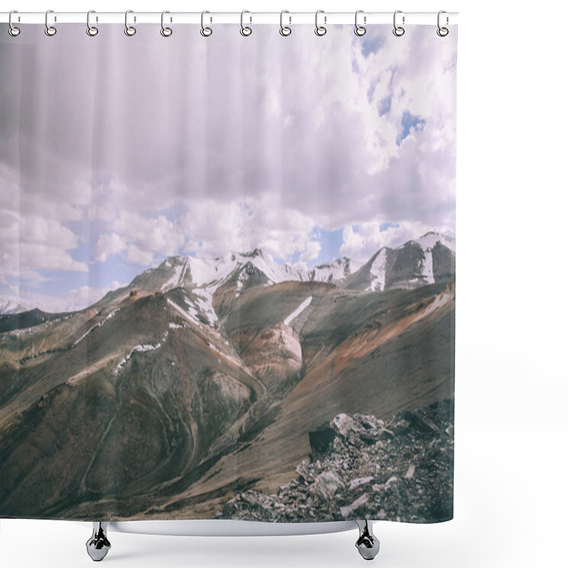 Personality  Majestic Mountains With Snow Capped Peaks In Indian Himalayas, Ladakh Region Shower Curtains