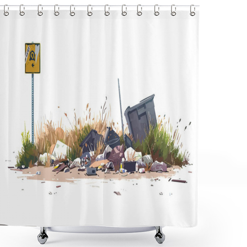 Personality  Illegal Dumping Site Urban Problem Isolated Illustration Illustration Shower Curtains