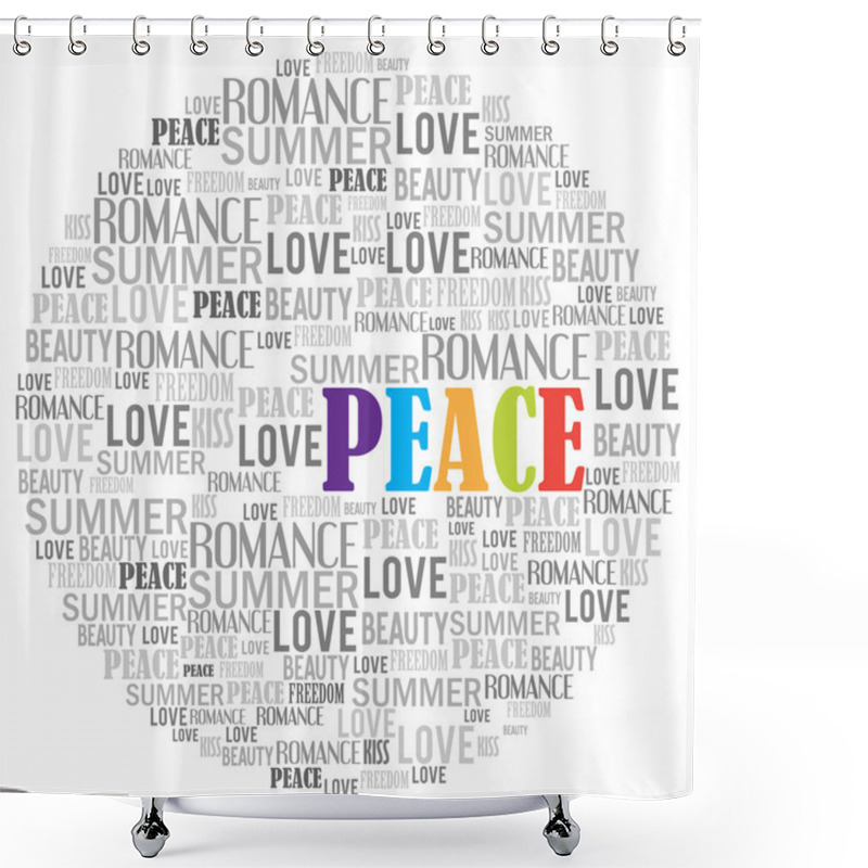 Personality  Peace Icon Made Of Words Shower Curtains