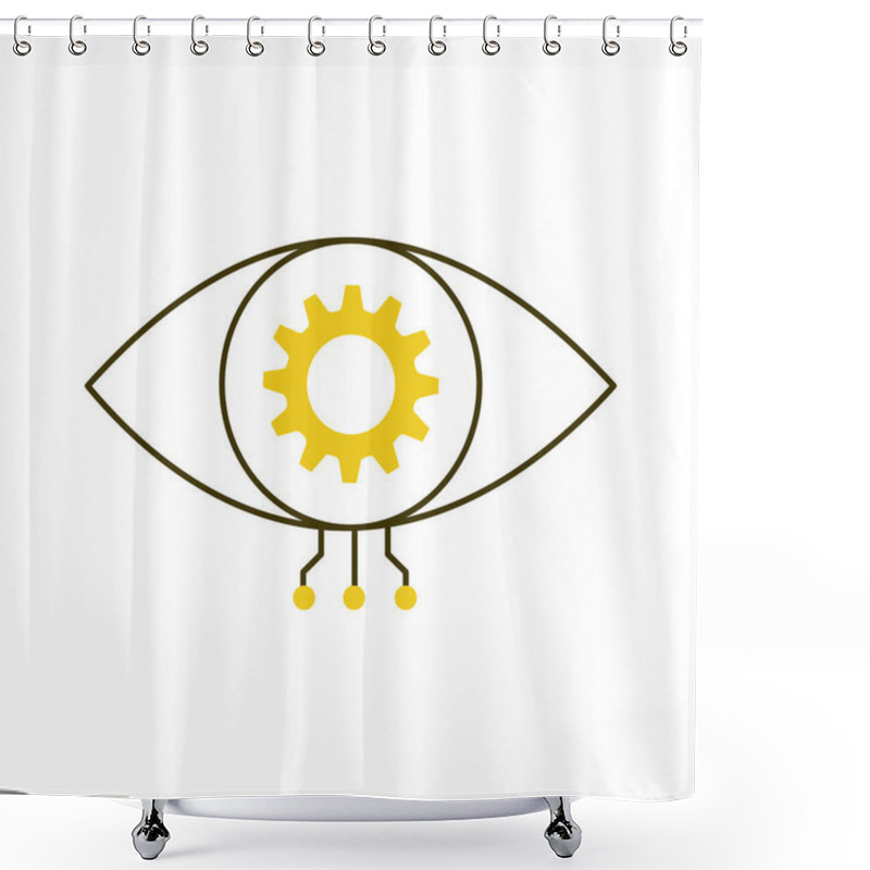 Personality  AI-Enhanced Computer Vision Eye Vector Icon Design, Visual Systems, Object Recognition Shower Curtains