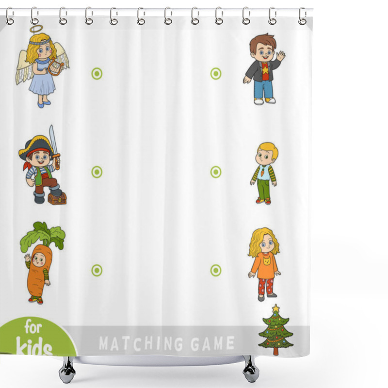 Personality  Matching Game For Children. Find What Costumes The Kids Are Wearing. Festive Masquerade Shower Curtains