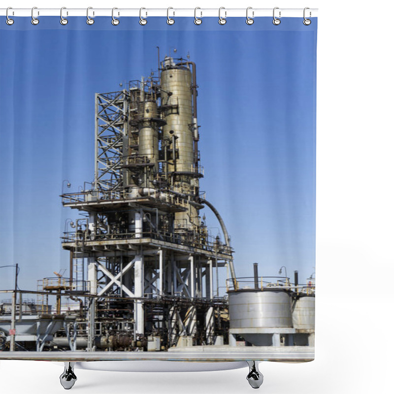 Personality  Oil Refinery In Russia. Equipment And Complexes For Hydrocarbon Processing. Section Of Technological Columns For The Manufacture Of Gasoline, Pipelines, Tank. Shower Curtains