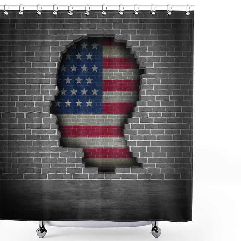 Personality  United States Border Wall Funding Concept And American Immigration Of Migrants From Mexico And Central America As Refugees Or Illegal Immigrant Government Issues In A 3D Illustration Style. Shower Curtains