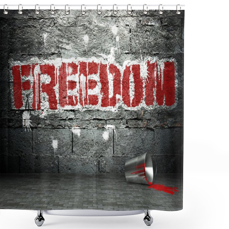 Personality  Graffiti Wall With Freedom, Street Background Shower Curtains