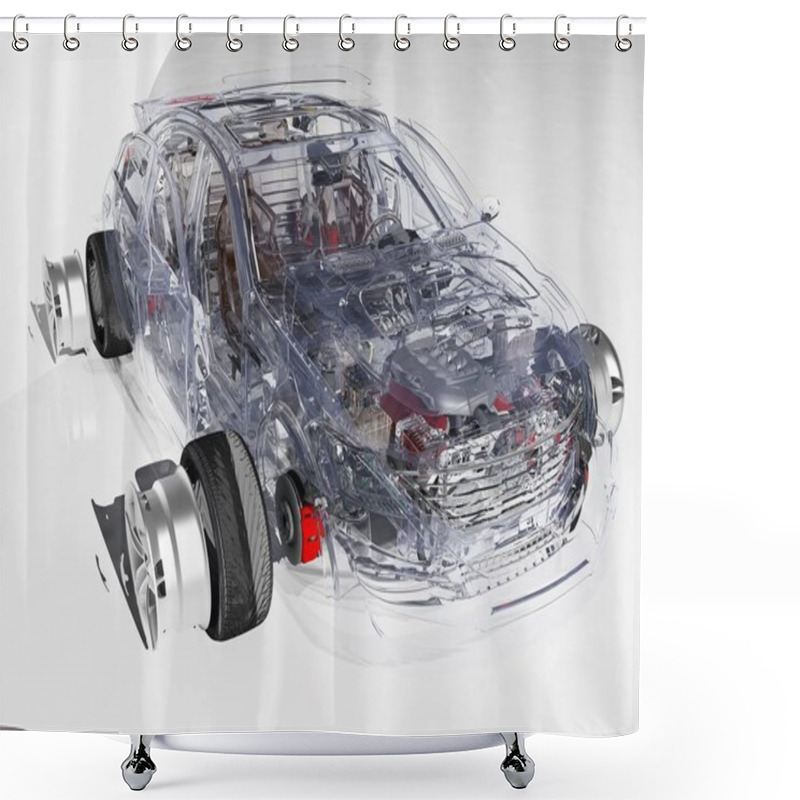 Personality  Model Cars On A White Background.3d Render Shower Curtains